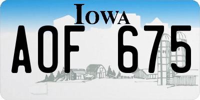 IA license plate AOF675
