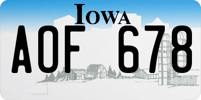 IA license plate AOF678