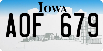 IA license plate AOF679