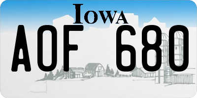 IA license plate AOF680