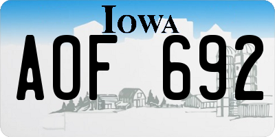 IA license plate AOF692