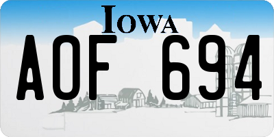 IA license plate AOF694
