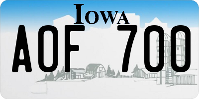 IA license plate AOF700