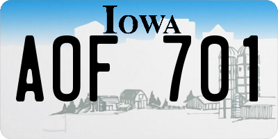 IA license plate AOF701