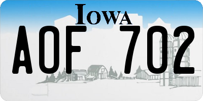 IA license plate AOF702