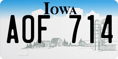 IA license plate AOF714