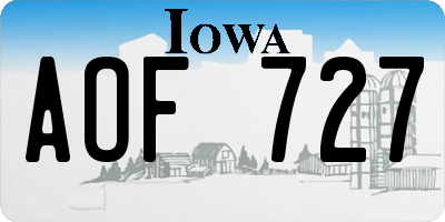 IA license plate AOF727