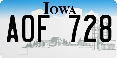 IA license plate AOF728