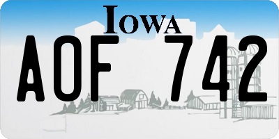 IA license plate AOF742