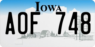 IA license plate AOF748