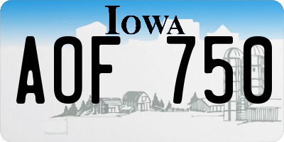 IA license plate AOF750