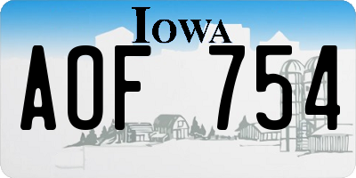 IA license plate AOF754
