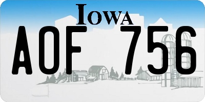 IA license plate AOF756