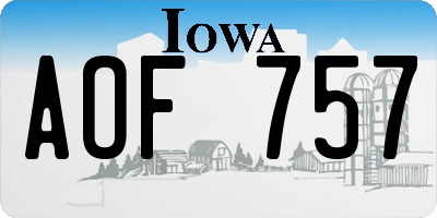 IA license plate AOF757
