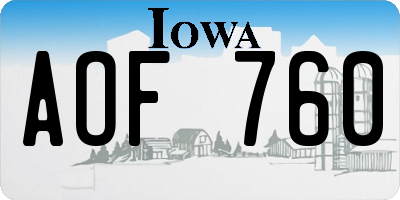 IA license plate AOF760