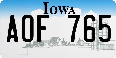 IA license plate AOF765