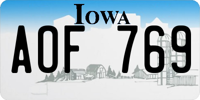 IA license plate AOF769