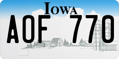 IA license plate AOF770