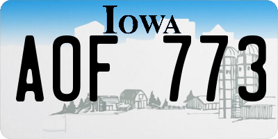 IA license plate AOF773