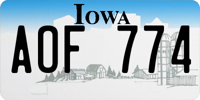 IA license plate AOF774