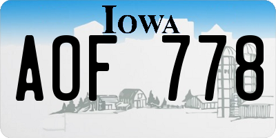 IA license plate AOF778
