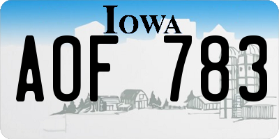 IA license plate AOF783