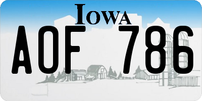 IA license plate AOF786
