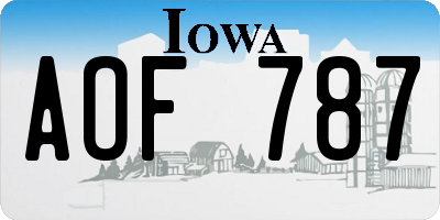 IA license plate AOF787
