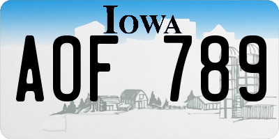 IA license plate AOF789