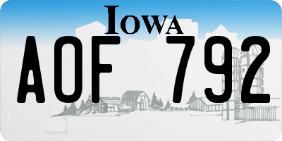 IA license plate AOF792