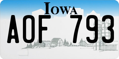 IA license plate AOF793