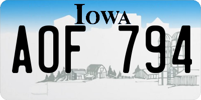 IA license plate AOF794