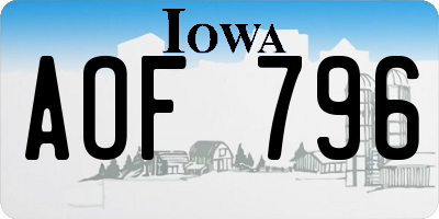 IA license plate AOF796