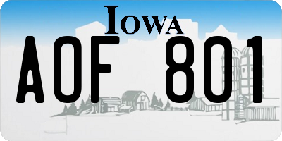 IA license plate AOF801