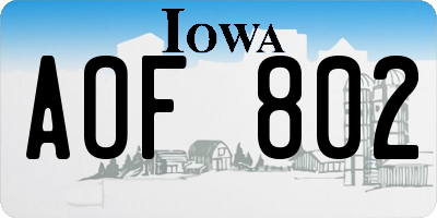 IA license plate AOF802