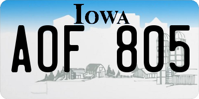IA license plate AOF805