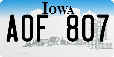 IA license plate AOF807
