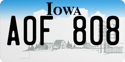 IA license plate AOF808