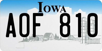 IA license plate AOF810
