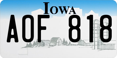 IA license plate AOF818
