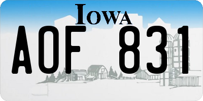 IA license plate AOF831