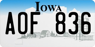 IA license plate AOF836