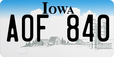 IA license plate AOF840