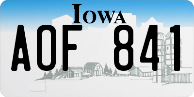 IA license plate AOF841