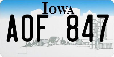 IA license plate AOF847