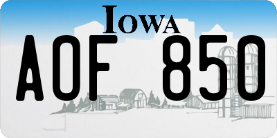 IA license plate AOF850