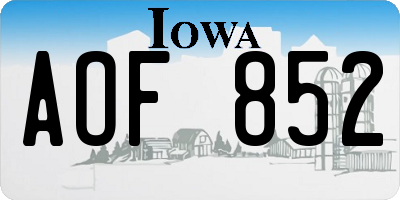 IA license plate AOF852