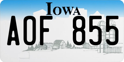 IA license plate AOF855