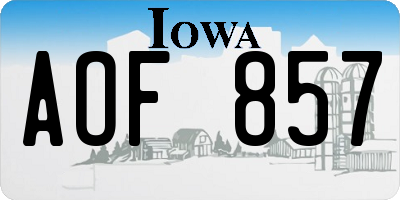 IA license plate AOF857