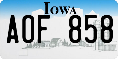IA license plate AOF858